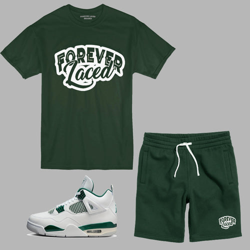 Forever Laced Short Set to match Retro Jordan 4 Oxidized Green sneakers