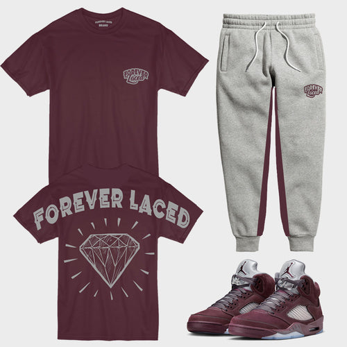 Forever Laced DMD Outfit to match Retro Jordan 5 Burgundy sneakers