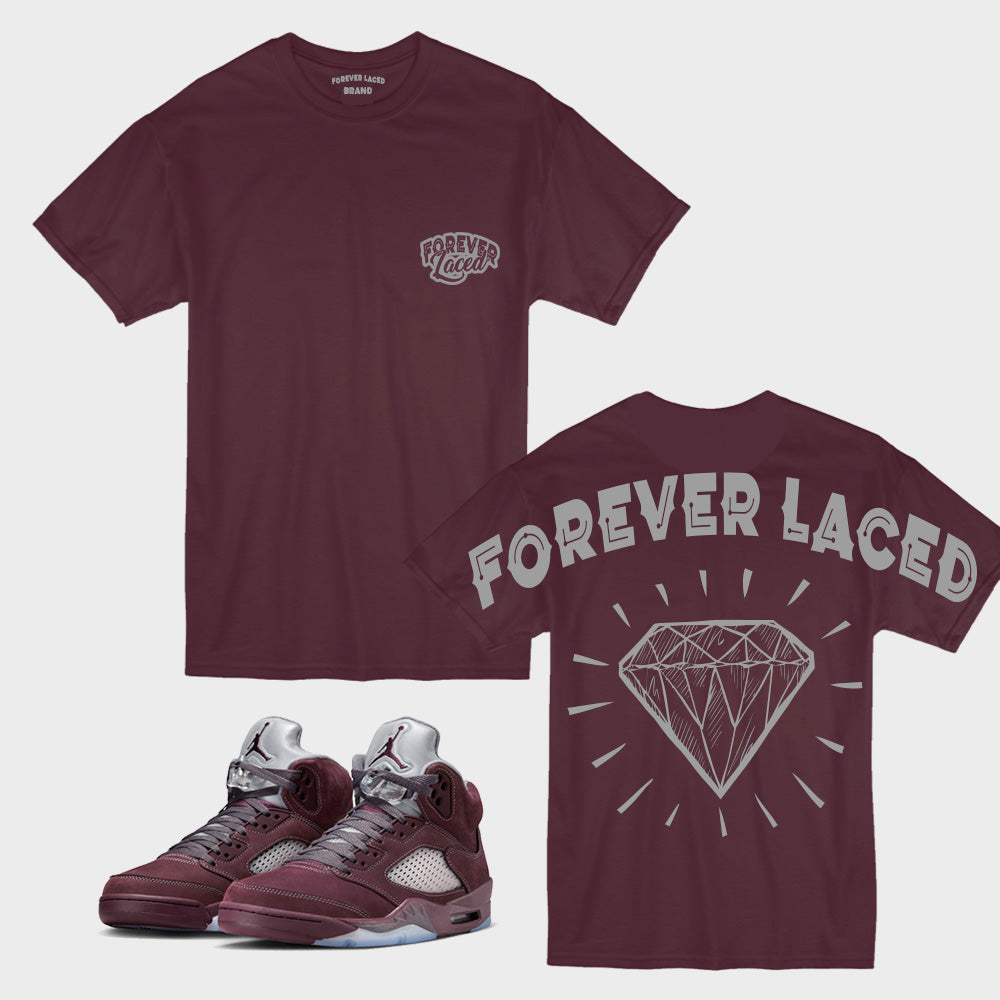 Forever Laced DMP T-Shirt to match Retro Jordan 5 Burgundy sneakers
