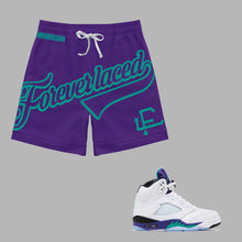 Load image into Gallery viewer, Forever Laced FL Stadium Mesh Shorts to match Retro Jordan 5 OG Grape sneakers