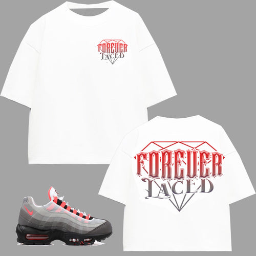 Forever Laced DMD Boxy T-Shirt t-shirt to match Nike Air Max 95 Solar Red sneakers