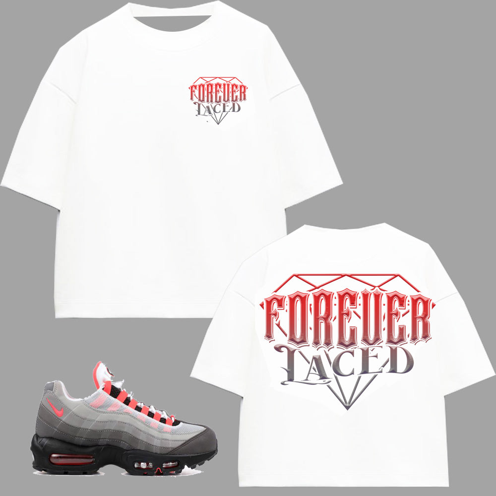 Forever Laced DMD Boxy T-Shirt t-shirt to match Nike Air Max 95 Solar Red sneakers