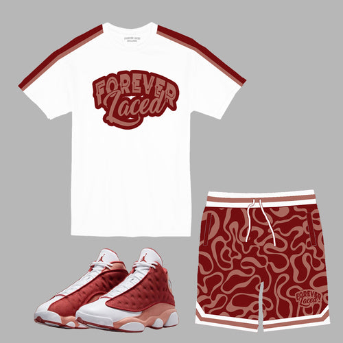 Forever Laced Retro Short Set to match Retro Jordan 13 Dune Red sneakers