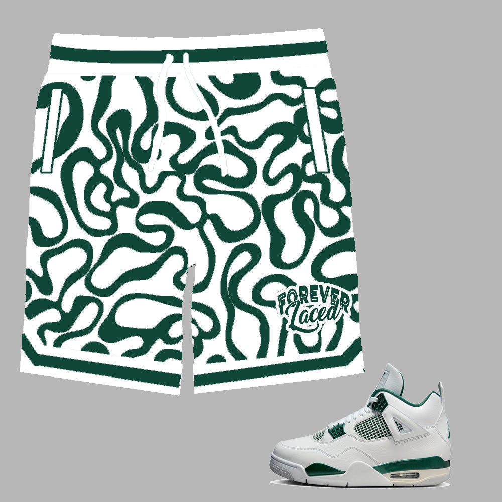 Forever Laced Shorts to match Retro Jordan 4 Oxidized Green sneakers