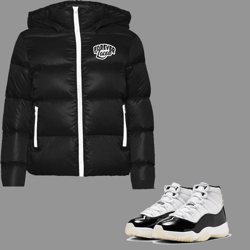 Forever Laced Detachable Hooded Bubble Jacket to match the Retro Jordan 11 Gratitude sneakers
