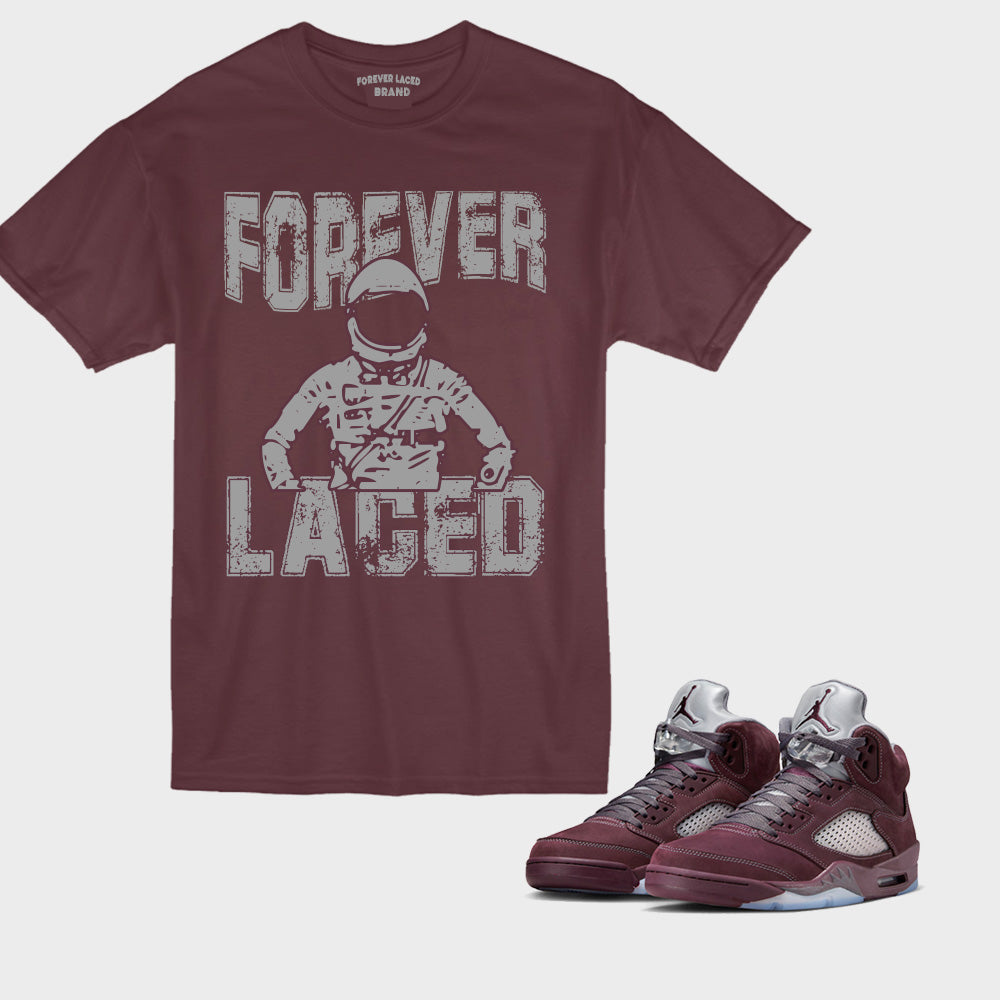 Forever Laced Space Age T-Shirt to match Retro Jordan 5 Burgundy sneakers