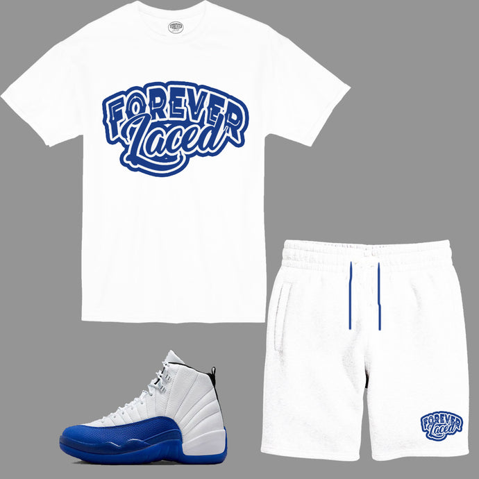 Forever Laced Classic Short Set to match Retro Jordan 12 Blueberry sneakers