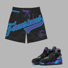 Load image into Gallery viewer, Forever Laced FL Stadium Mesh Shorts to match Retro Jordan 8 Aqua sneakers