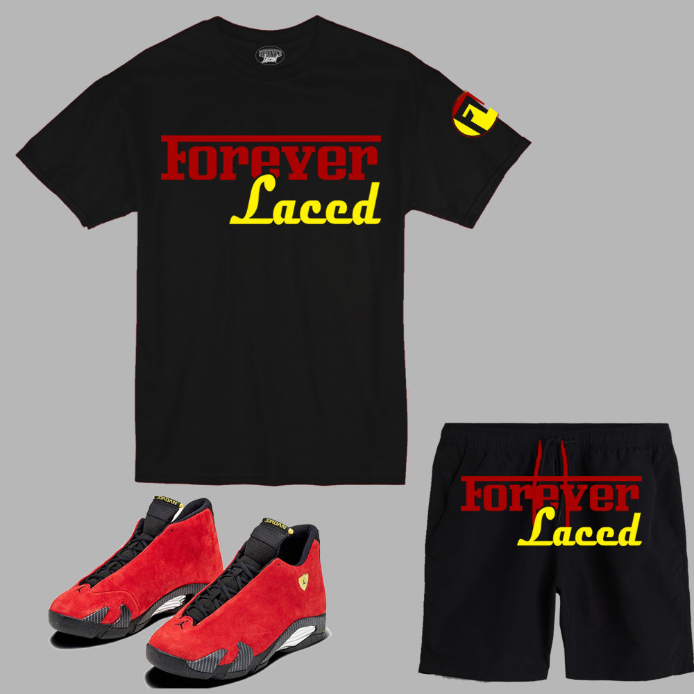 Forever Laced Racer Short Set to match Retro Jordan 14 Ferrari sneakers