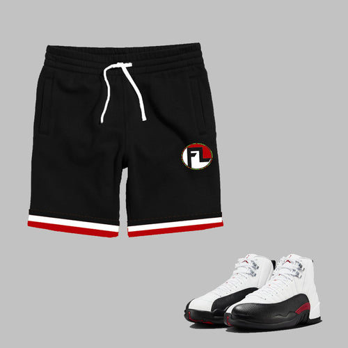 Forever Laced FL Shorts 1 to match Retro Jordan 12 Taxi Flip sneakers