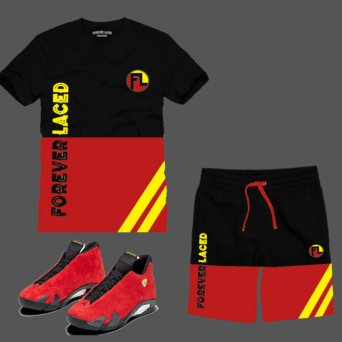 Forever Laced FL Short Set to match Retro Jordan 14 Ferrari sneakers