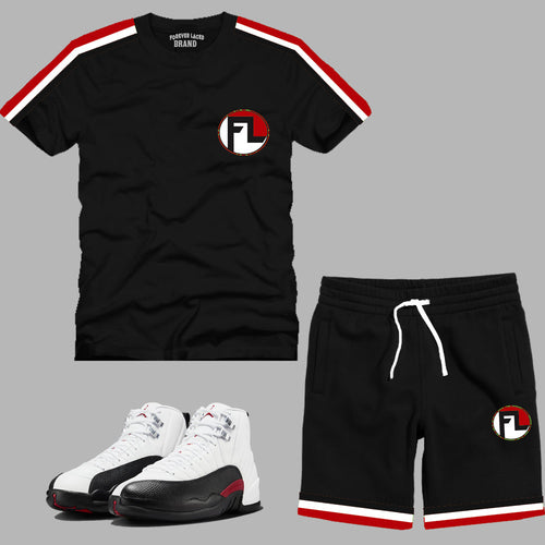 Forever Laced FL Short Set to match Retro Jordan 12 Taxi Flip sneakers