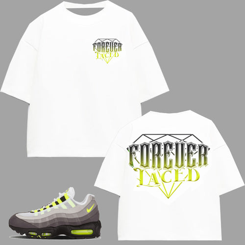 Forever Laced DMD Boxy T-Shirt to match Nike Air Max 95 OG Neon sneakers