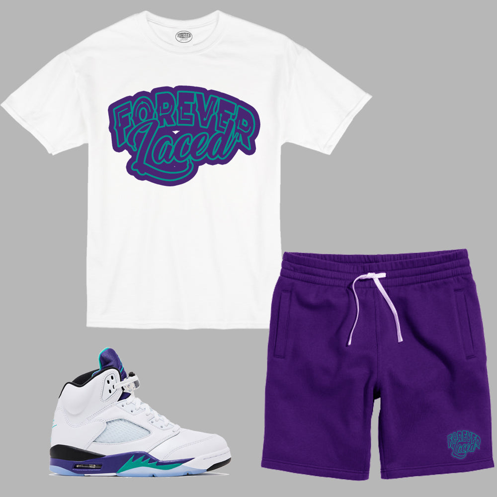 Forever Laced Classic Short Set to match Retro Jordan 5 OG Grape sneakers