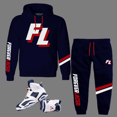 Forever Laced FL Hooded Sweatsuit to match Retro Jordan 6 Olympic sneakers