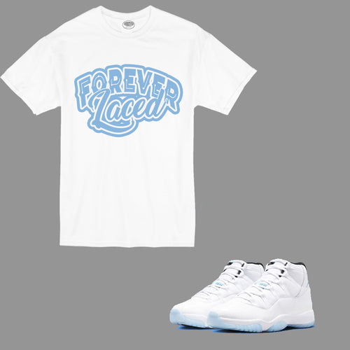 Forever Laced T-Shirt to match the Retro Jordan 11 Legend Blue sneakers