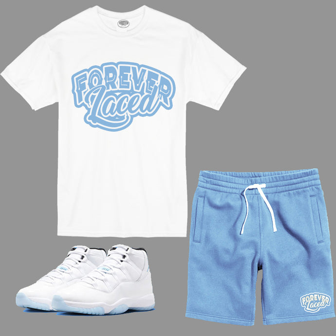 Forever Laced Classic Short Set to match Retro Jordan 11 Legend Blue sneakers