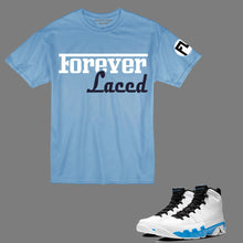 Load image into Gallery viewer, Forever Laced Racer T-Shirt to match Retro Jordan 9 Powder Blue