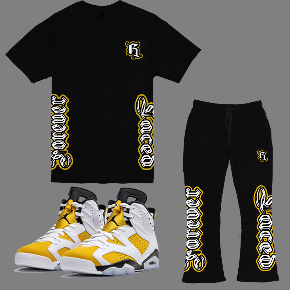 Forever Laced AW Stacked Outfit to match Retro Jordan 6 Yellow Ochre