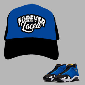 Forever Laced Mesh Trucker Hat to match Retro Jordan 14 Laney Sneakers