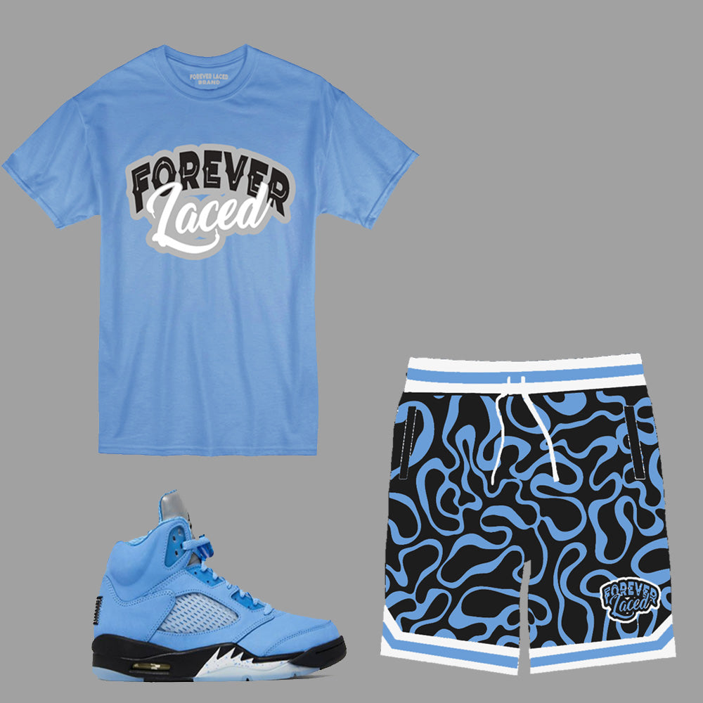 Forever Laced 3 Retro Short Set to match Retro Jordan 5 SE UNC sneakers