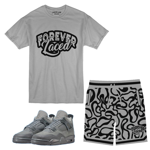 Forever Laced Retro Short Set to match Retro Jordan 4 Wet Cement sneakers