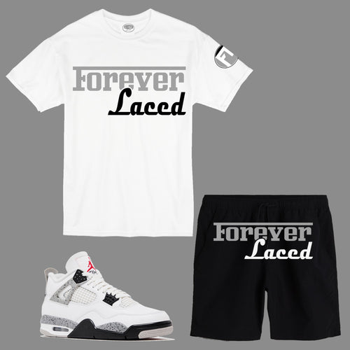 Forever Laced Racer Short Set to match Retro Jordan 4 White Cement sneakers