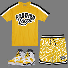 Load image into Gallery viewer, Forever Laced Youth Short Set to match Retro Jordan 6 Yellow Ochre sneakers