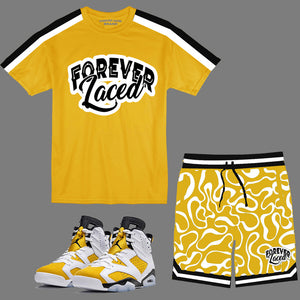 Forever Laced Youth Short Set to match Retro Jordan 6 Yellow Ochre sneakers
