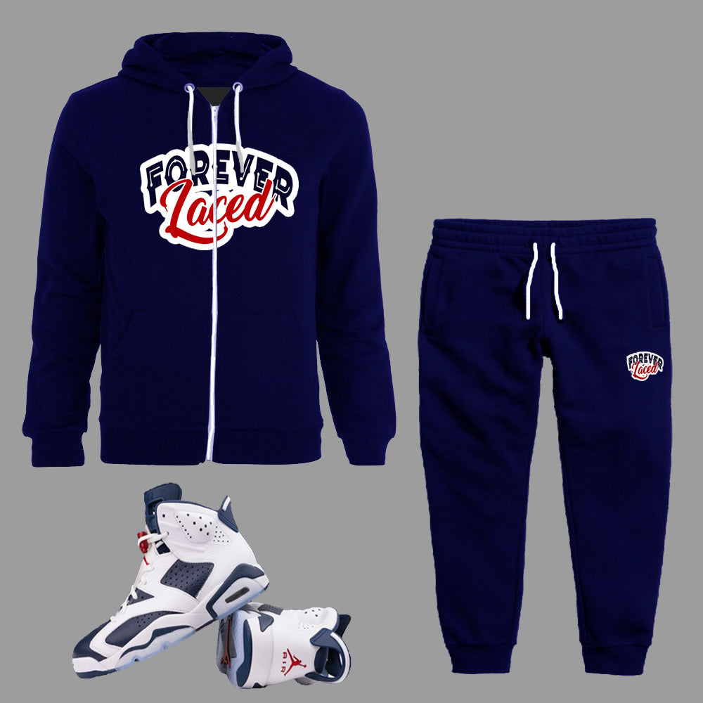 Forever Laced Zipped Hoodie Sweatsuit to match Retro Jordan Olympic sneakers