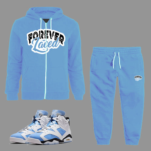 Forever Laced Zipped Hoodie Sweatsuit to match Retro Jordan 6 UNC sneakers