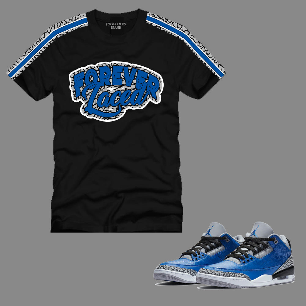 Forever Laced T-Shirt to match Retro Jordan 3 Varsity Royal Cement sneakers
