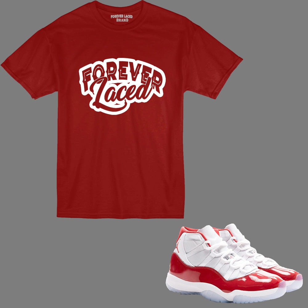Forever Laced T-Shirt to match Retro Jordan 11 Cherry sneakers