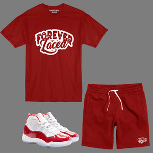 Forever Laced Short Set to match Retro Jordan 11 Cherry sneakers
