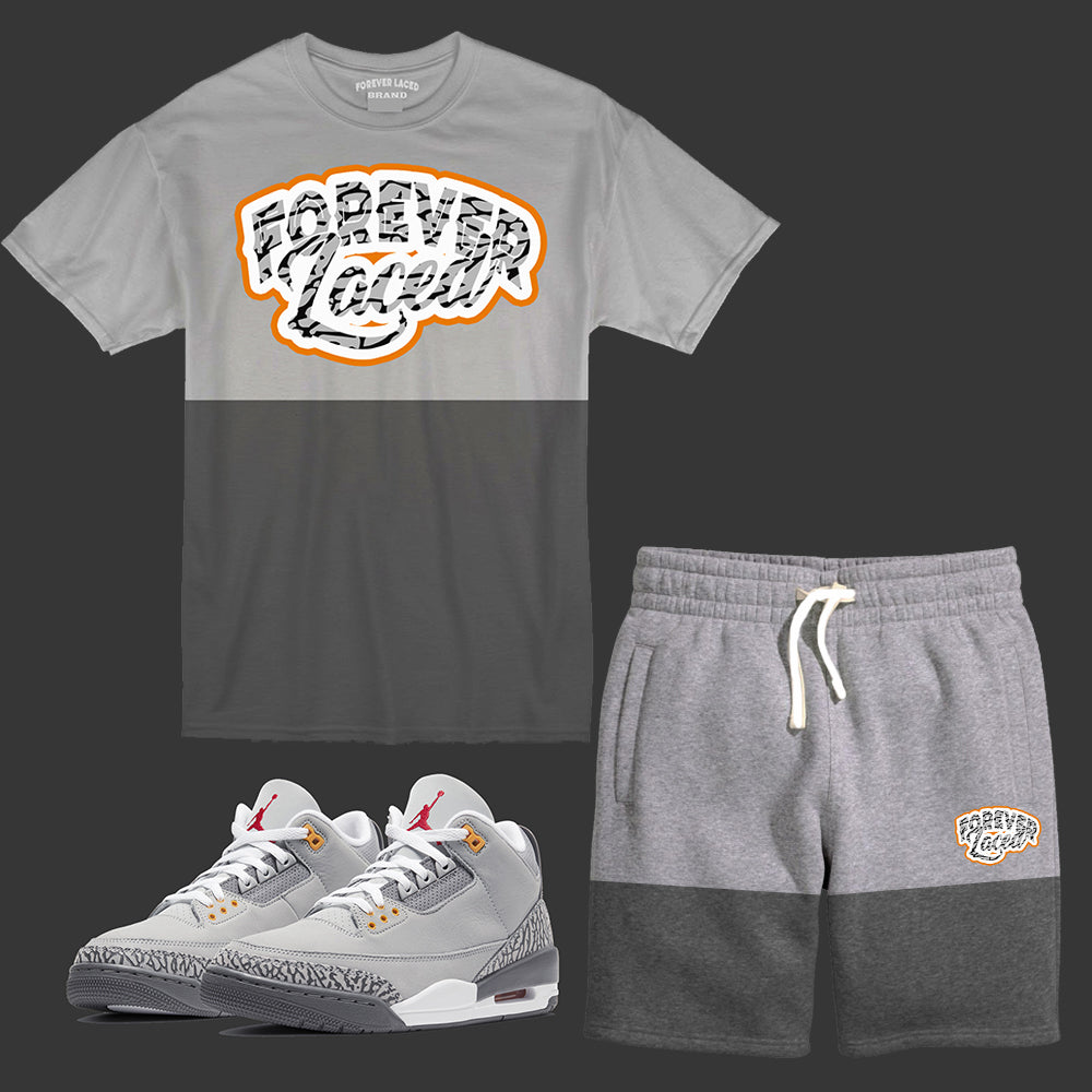 Forever Laced Short Set to match Retro Jordan 3 Cool Grey sneakers