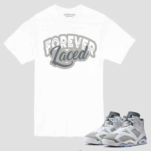 Forever Laced T-Shirt to match Retro Jordan 6 Cool Grey sneakers
