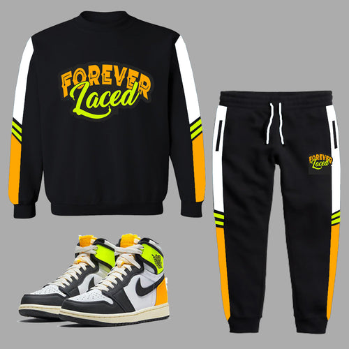 Forever Laced Crewneck Sweatsuit to match Retro Jordan 1 Volt Gold