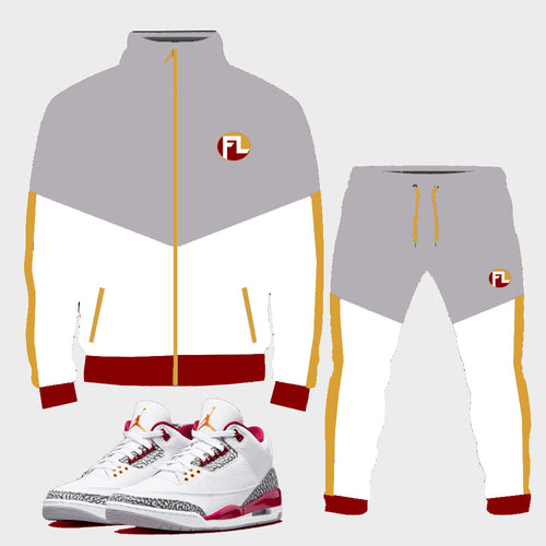 Forever Laced FL Tracksuit to match Retro Jordan 3 Cardinal Red