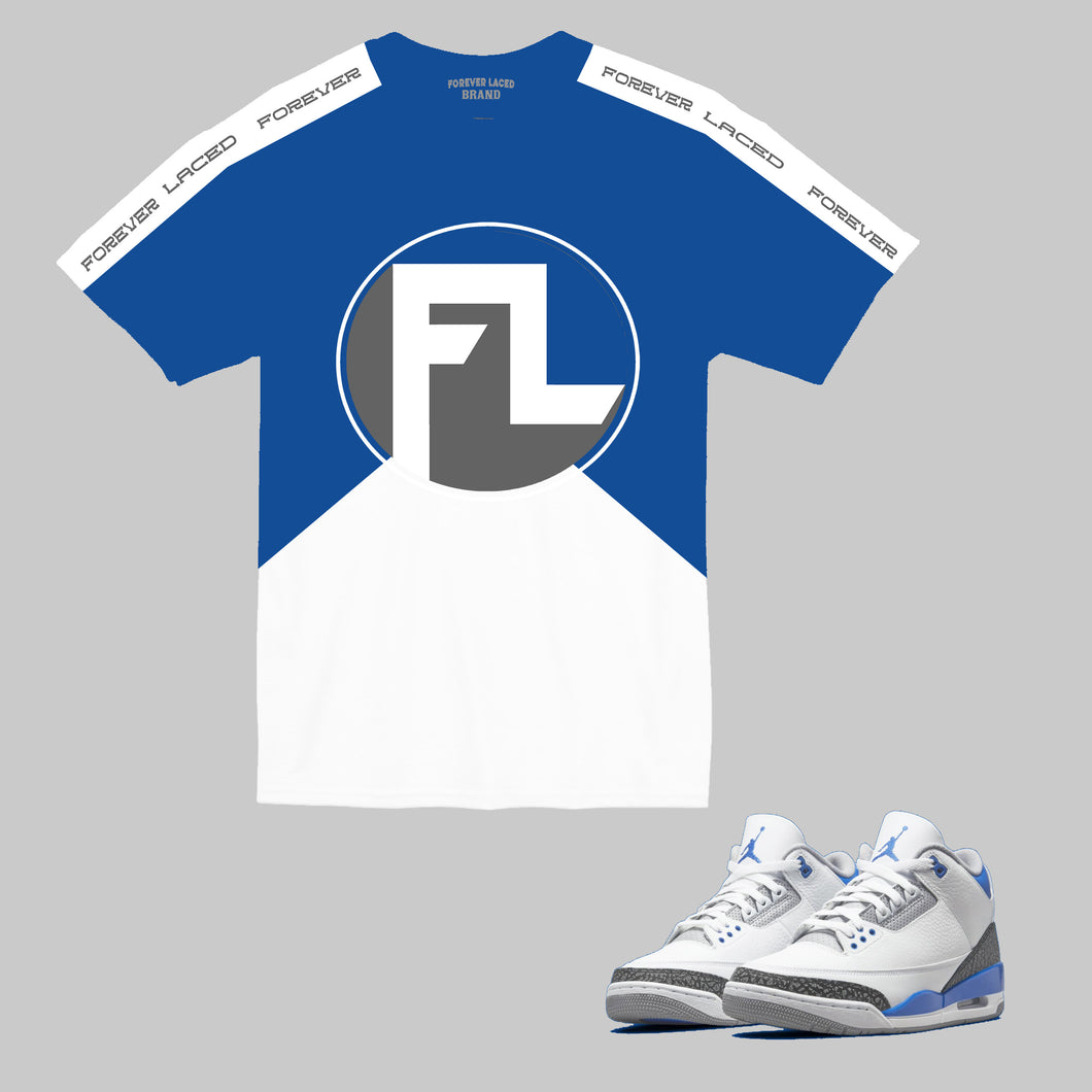 Forever Laced FL T-Shirt to match the Retro Jordan 3 Racer Blue
