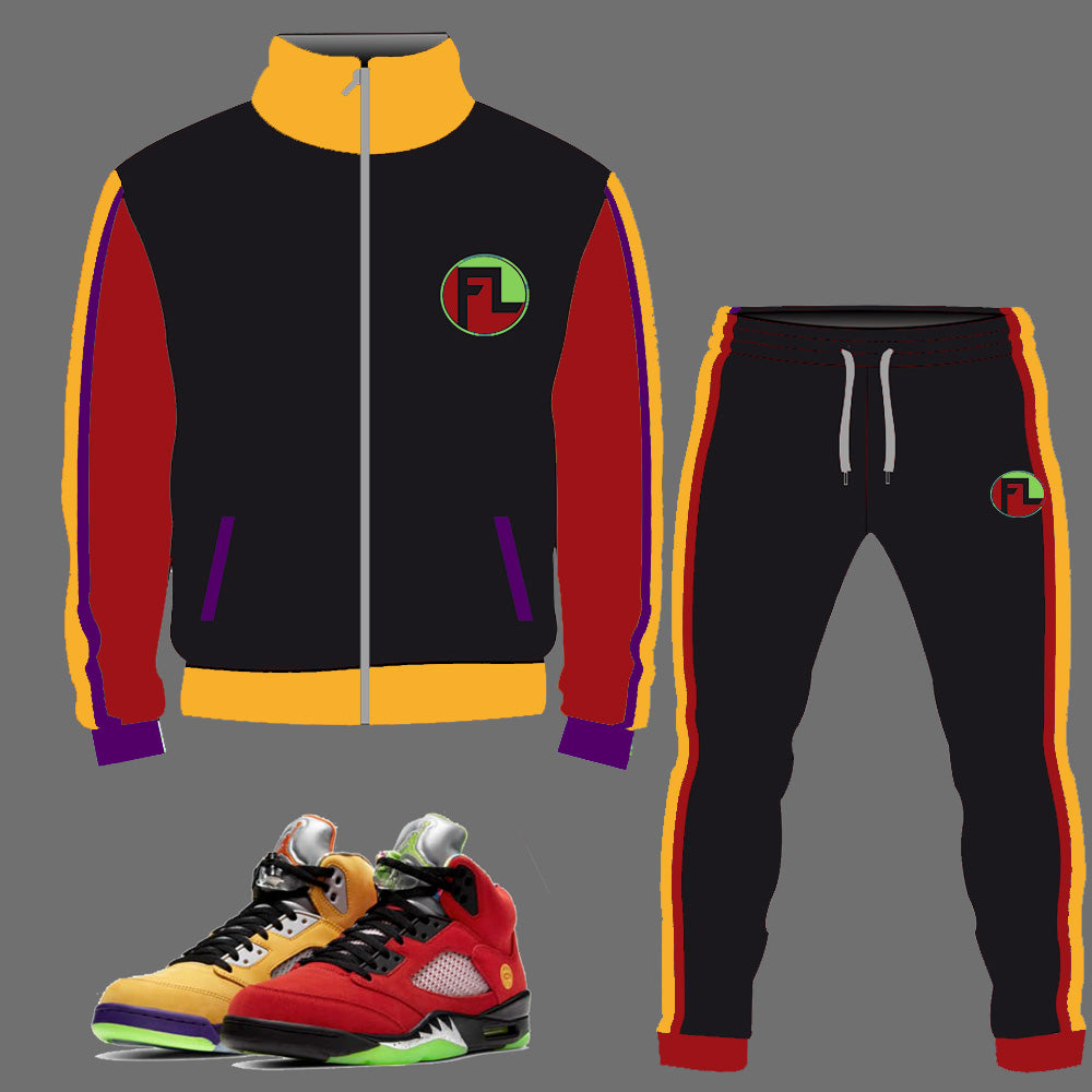Forever Laced FL Tracksuit to match Retro Jordan 5 What The Sneakers