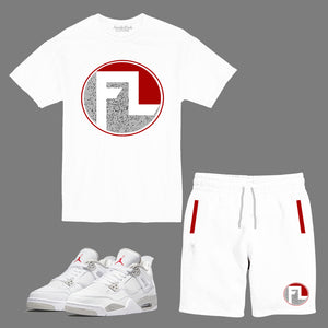 Forever Laced FL Short Set to match Retro Jordan 4 White Oreo sneakers