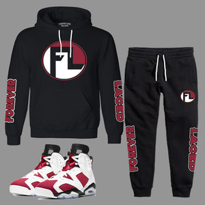 Forever Laced FL Hooded Sweatsuit to match Retro Jordan 6 Carmine