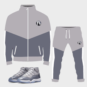 Forever Laced FL Tracksuit to match Retro Jordan 11 Cool Grey