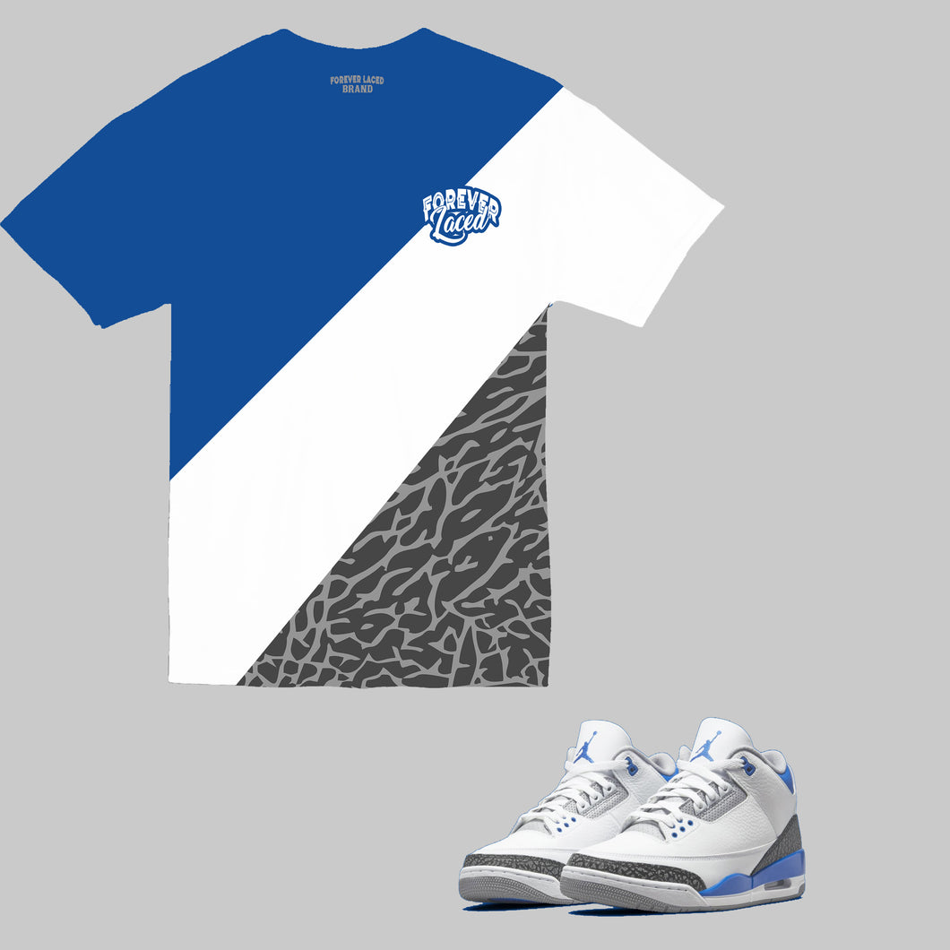 Forever Laced Sporty T-Shirt to match Retro Jordan 3 Racer Blue