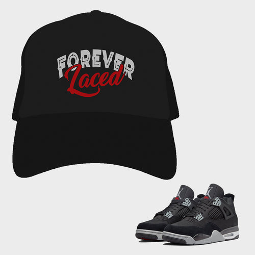Forever Laced Mesh Trucker Hat to match Retro Jordan 4 Black Canvas