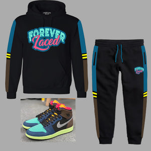Forever Laced Hooded Sweatsuit to match the Retro Jordan 1 Bio Hack sneakers