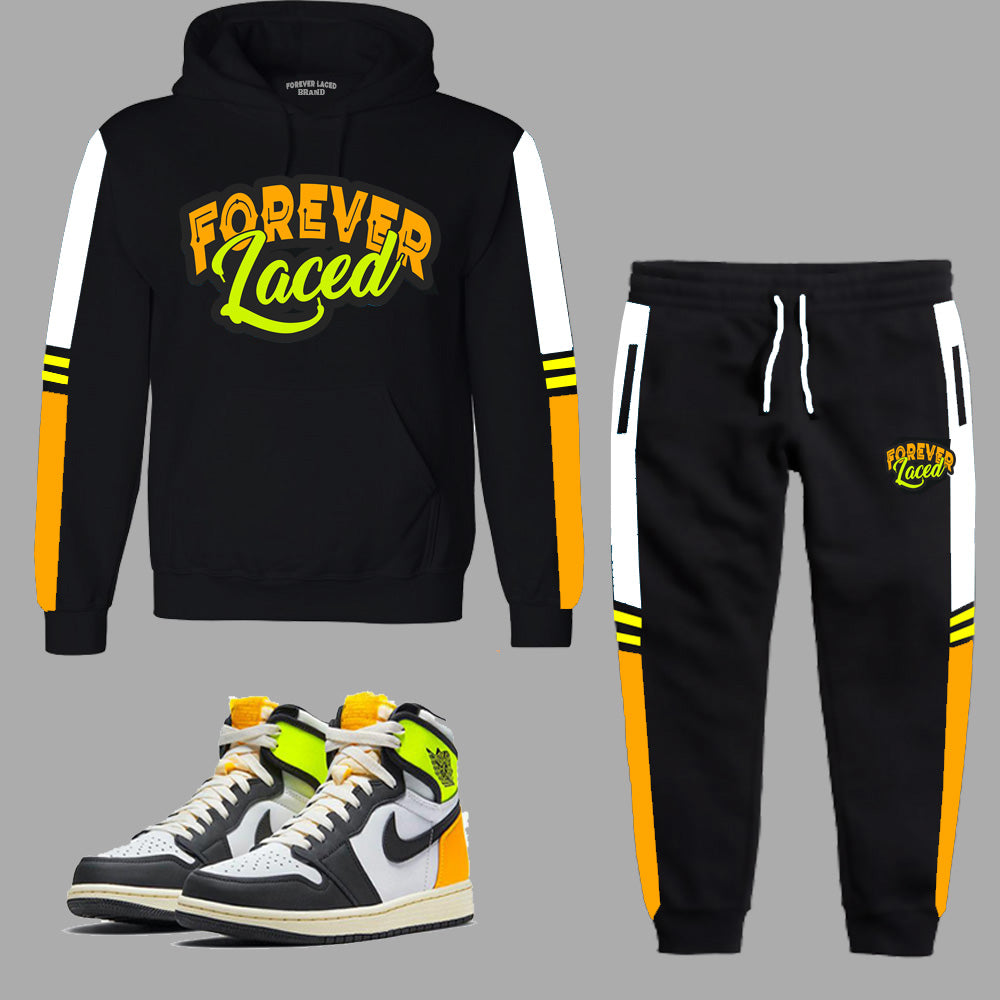 Forever Laced Hooded Sweatsuit to match Retro Jordan 1 Volt Gold