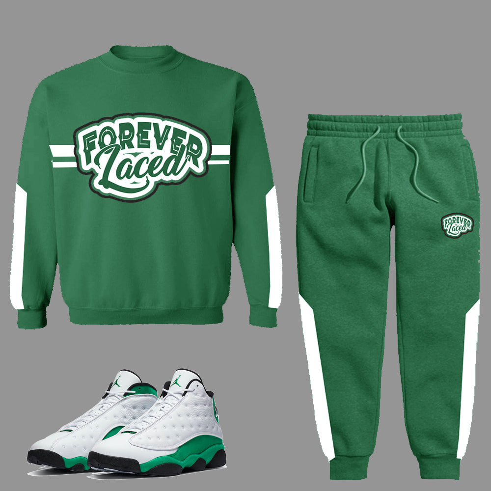 Forever Laced Crewneck Sweatsuit to match the Retro Jordan 13 Lucky Green