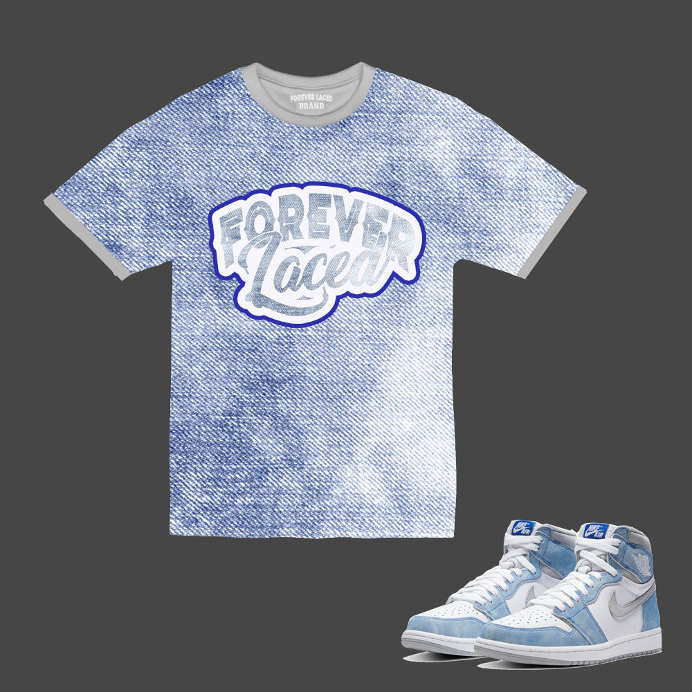 Forever Laced T-Shirt to match Retro Jordan 1 Hyper Royal sneakers