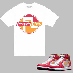 Forever Laced FL United T-Shirt to match Retro Jordan 1 Light Fusion Red